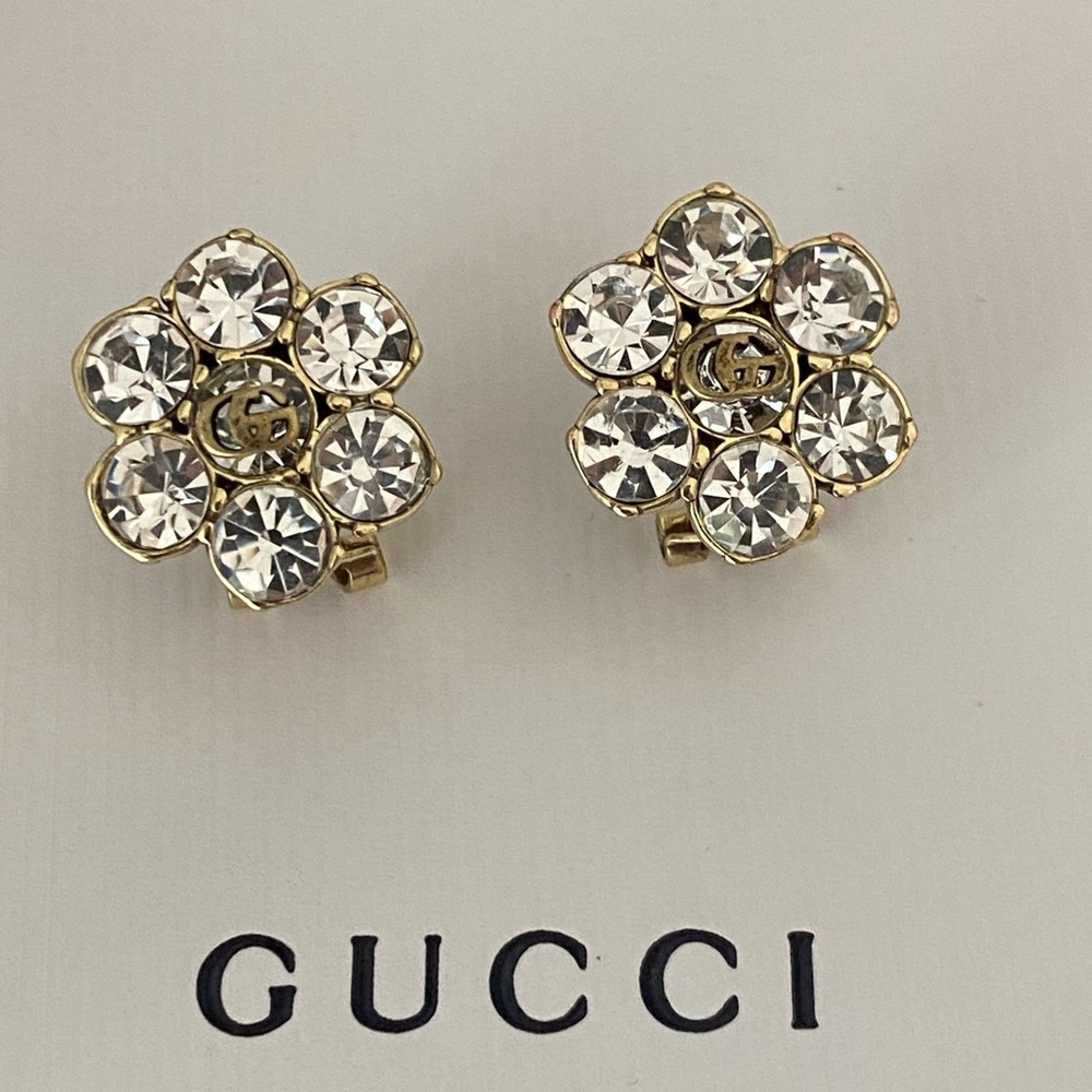 Gucci stunning crystal flower stud earrings. - Picture 4 of 11